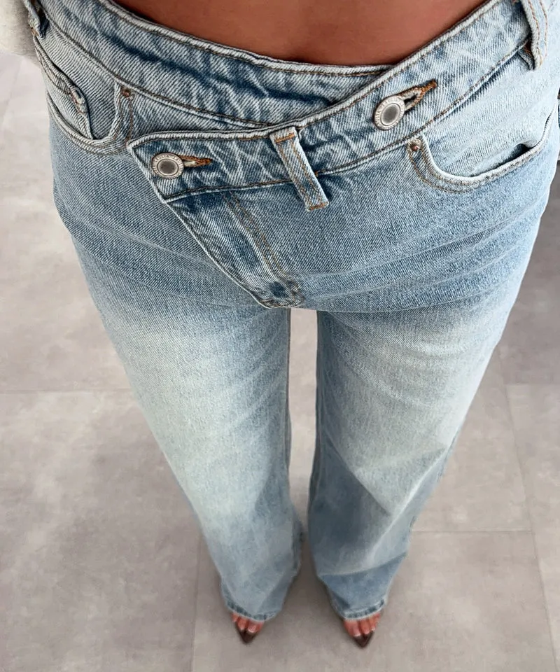 Stretch Straight Leg Jeans Galia Hellblau