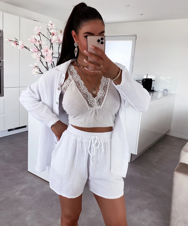 Musselin Shorts Weiß