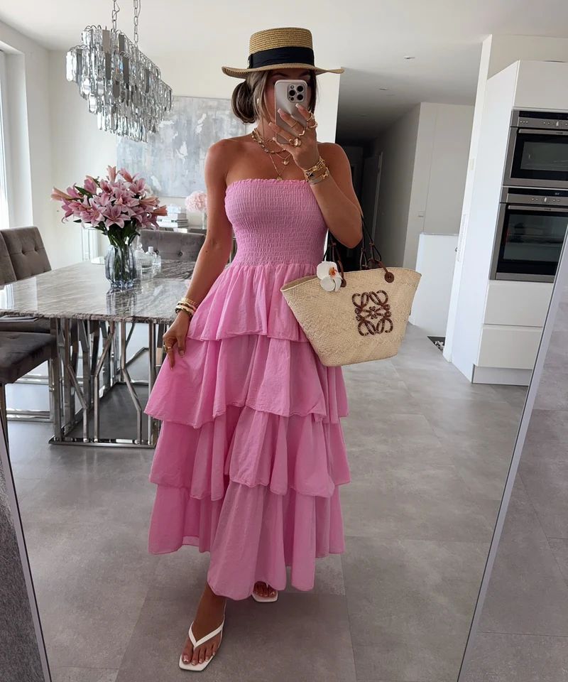 Baumwoll Kleid Karolina Pink
