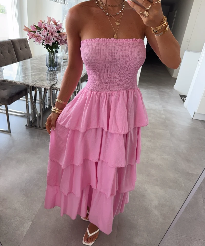 Baumwoll Kleid Karolina Pink