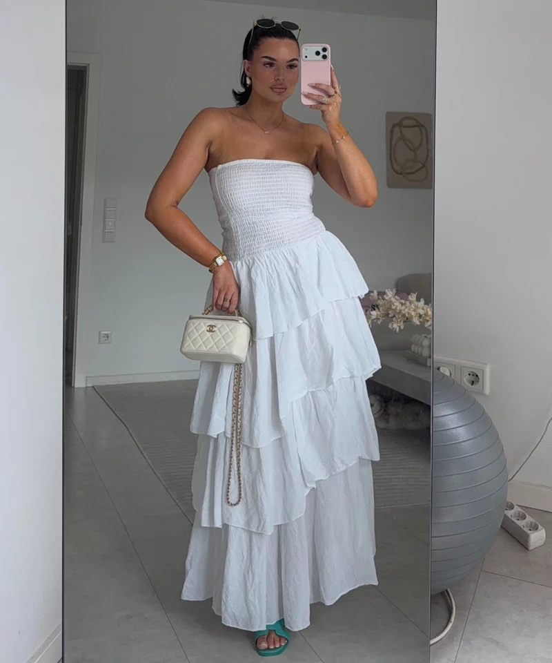 Baumwoll Kleid Karolina Weiß