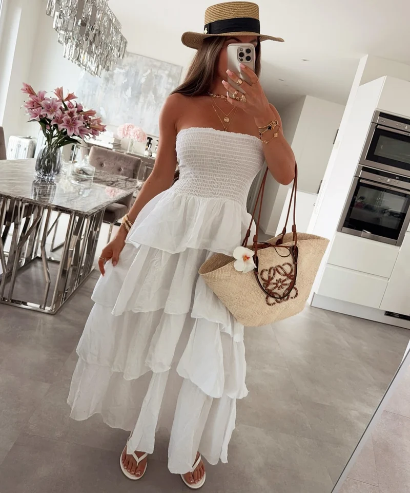 Baumwoll Kleid Karolina Weiß