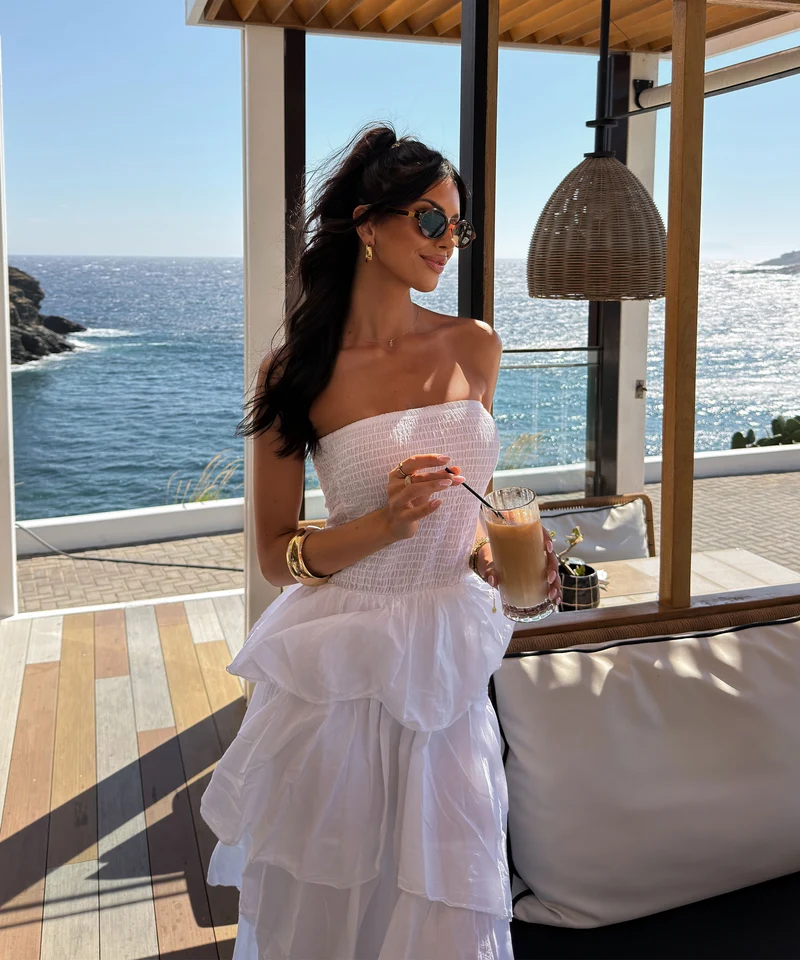 Baumwoll Kleid Karolina Weiß