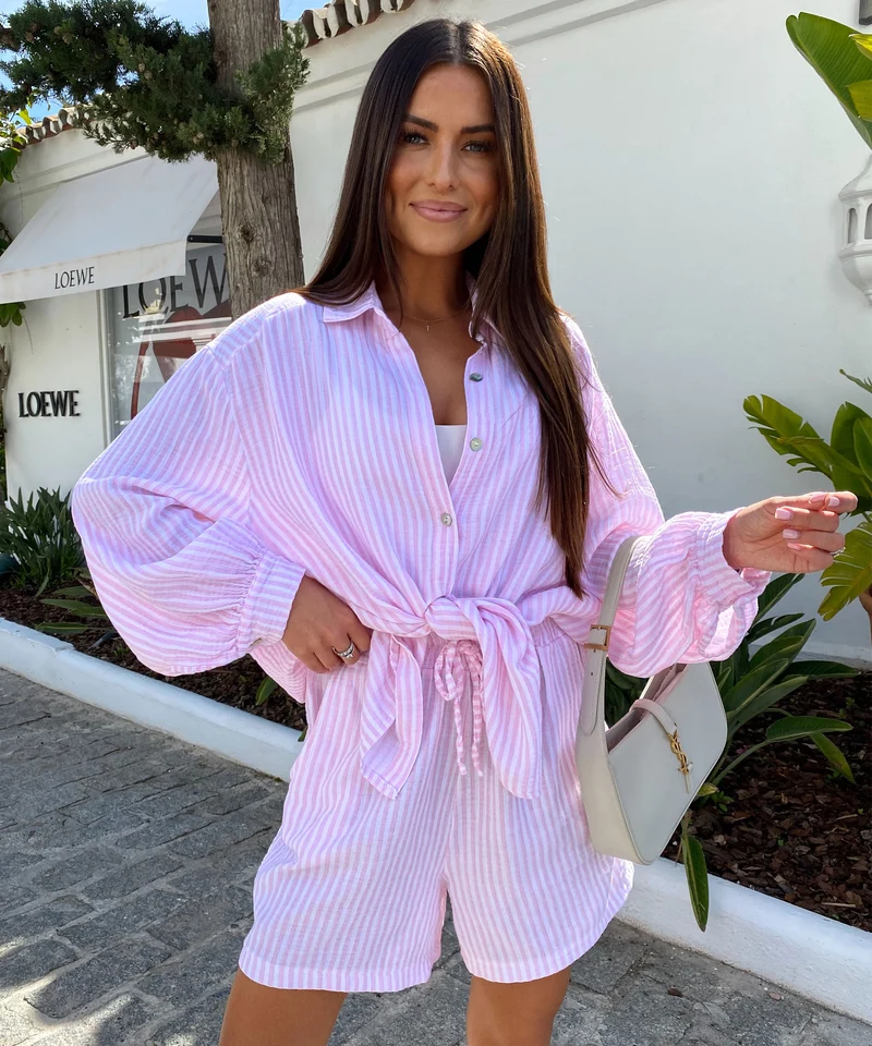 Musselin Shorts Laya Streifen Rosa