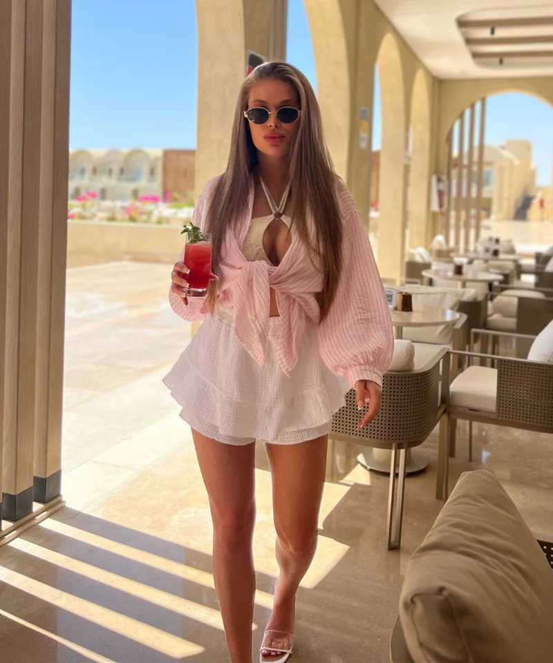 Musselin Bluse Laya Streifen Rosa