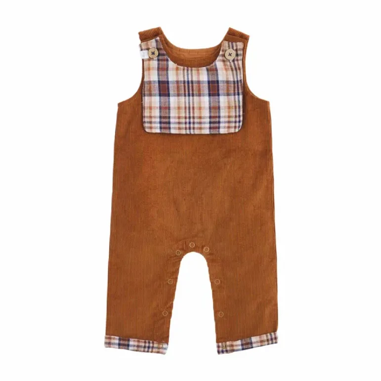 Mudpie Little Boys Corduroy Reversible Overall & Bib Set