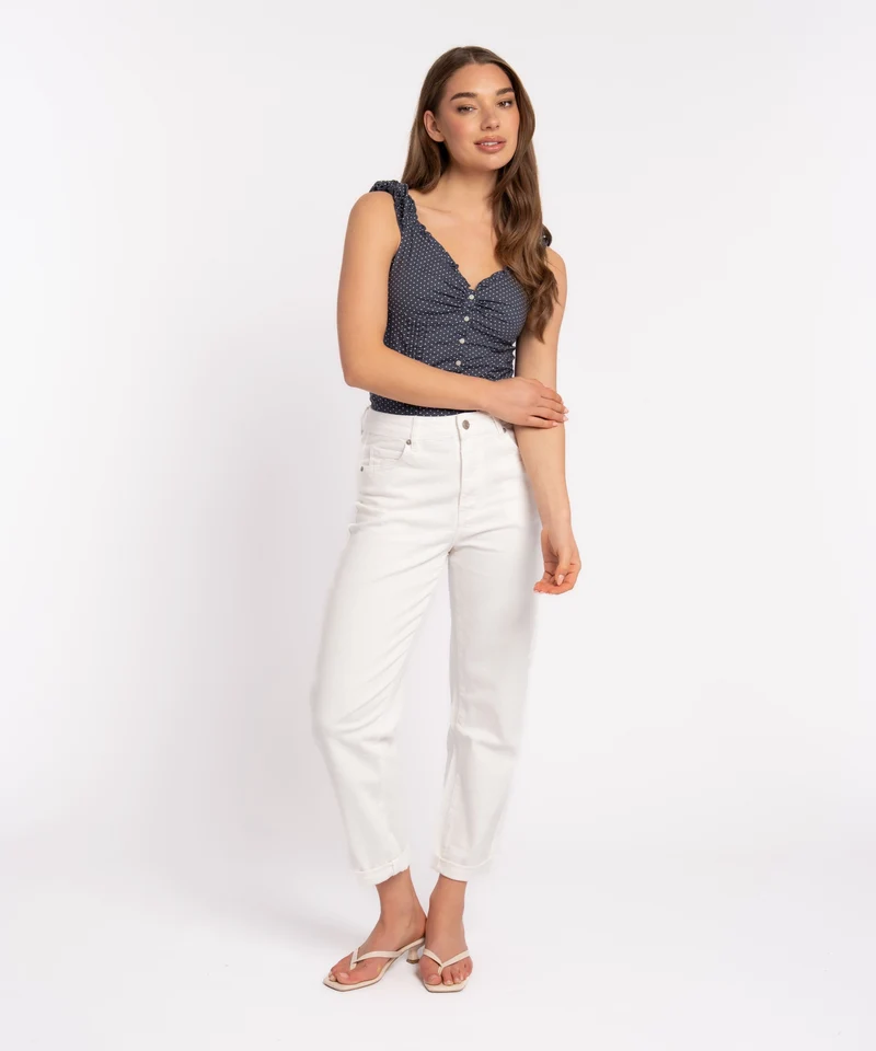 Stretch Mom Jeans Leava Weiß