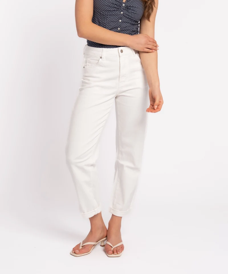 Stretch Mom Jeans Leava Weiß