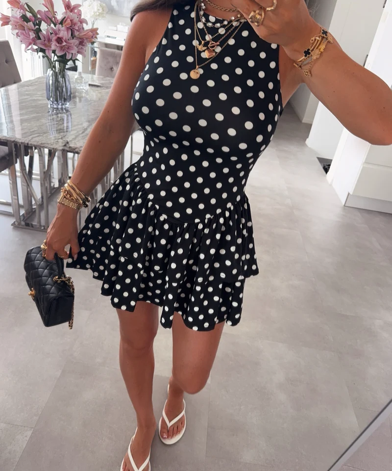 Mini Kleid Punkte Nola Schwarz