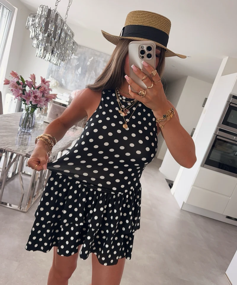 Mini Kleid Punkte Nola Schwarz