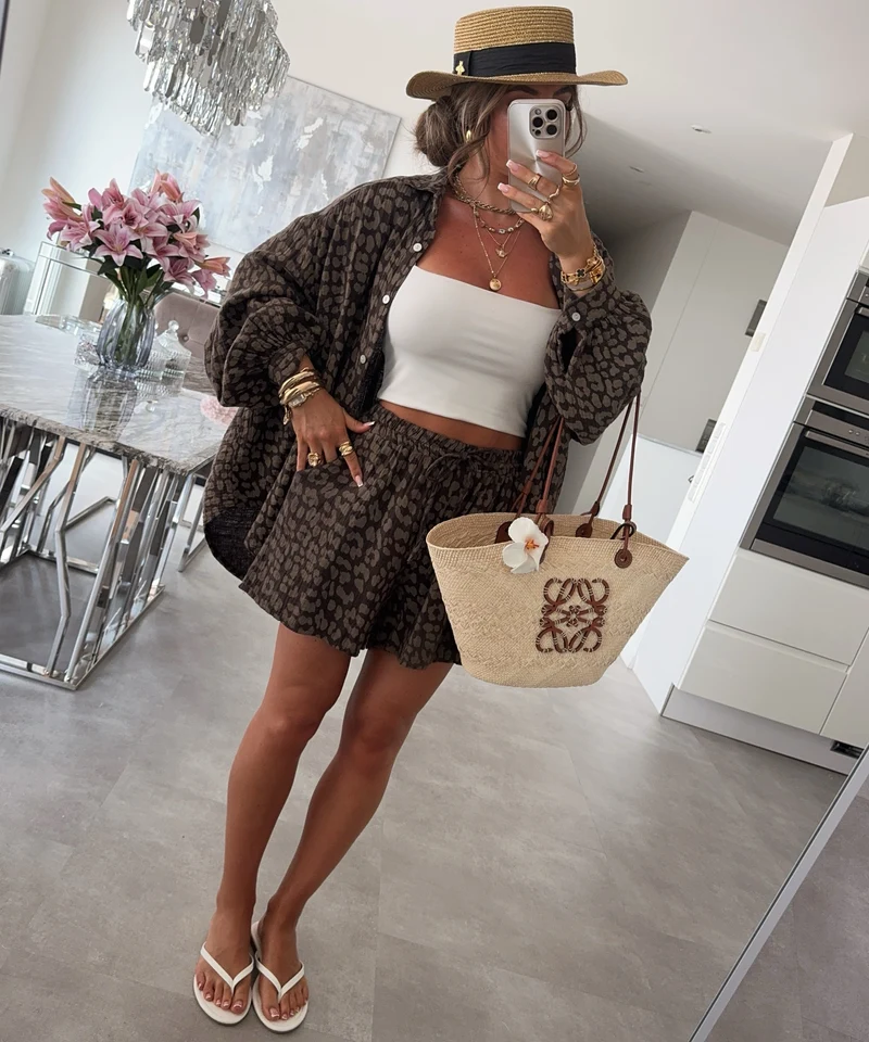 Oversize Musselin Bluse Dana Leo Braun