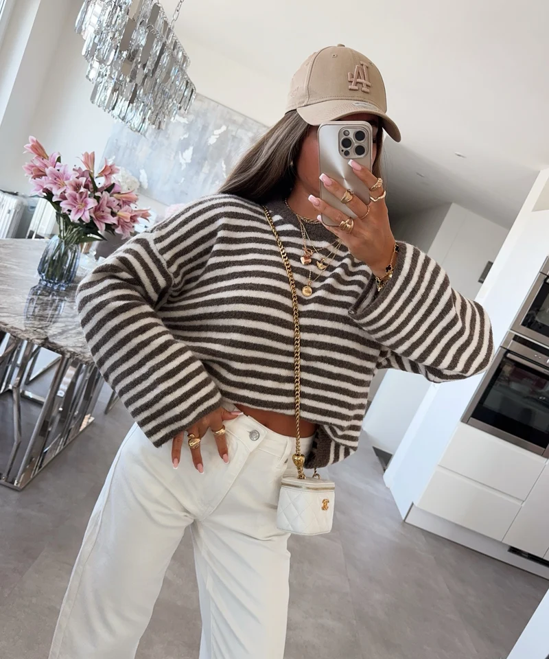 Pullover Streifen Vrona Braun