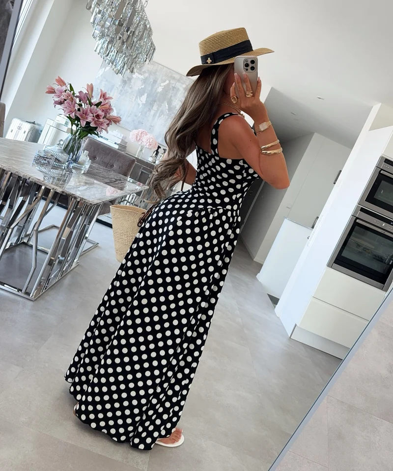 Maxi Kleid Junia Punkte Schwarz