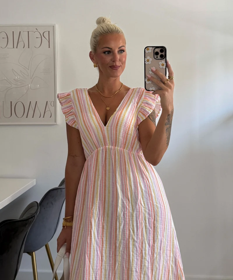 Musselin Kleid Geli Streifen Bunt
