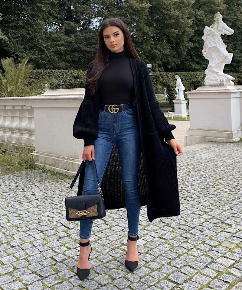 Cardigan Leilani Lang Schwarz