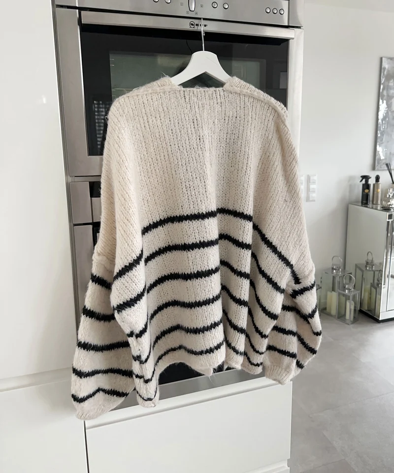Cardigan Ray gestreift Weiß Schwarz