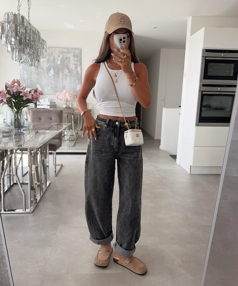 Strecht Balloon Jeans Isea Grau