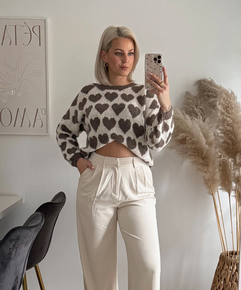 Pullover Mona Herzen Braun