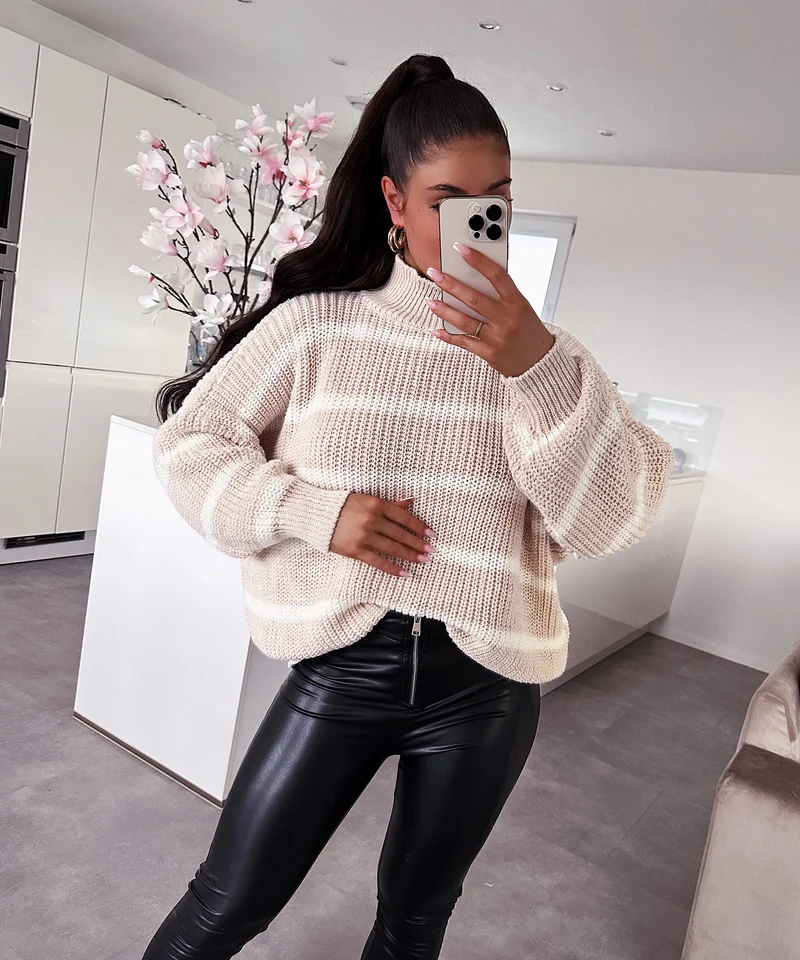 Strick Pullover Carter Weiß Beige
