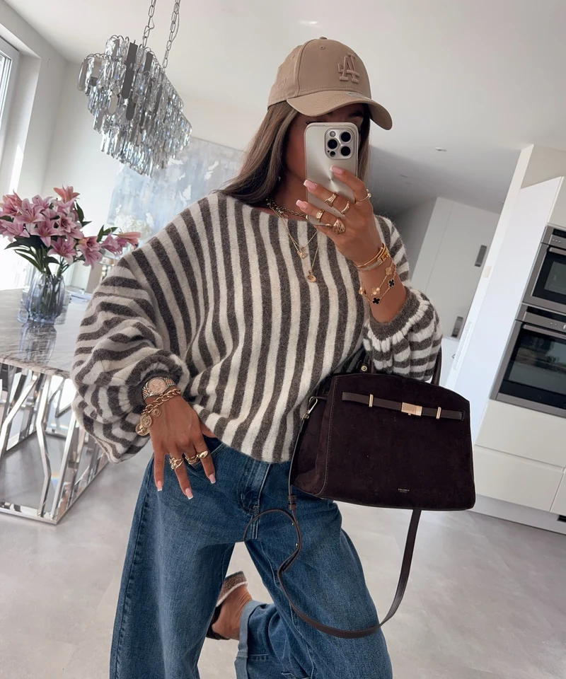 Gestreifter Pullover Lova Braun Beige