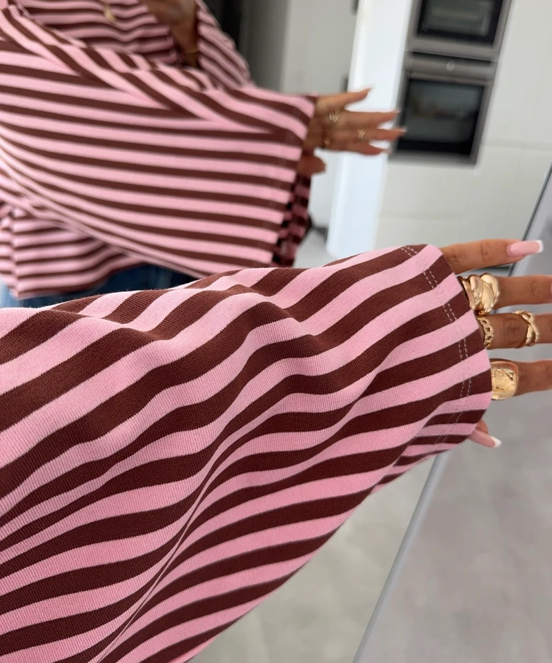 Longsleeve Gestreift Orea rosa braun