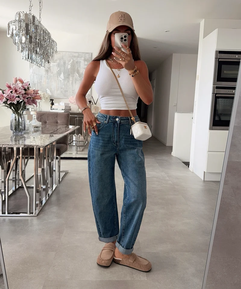 Stretch Mom Jeans Peppi Blau