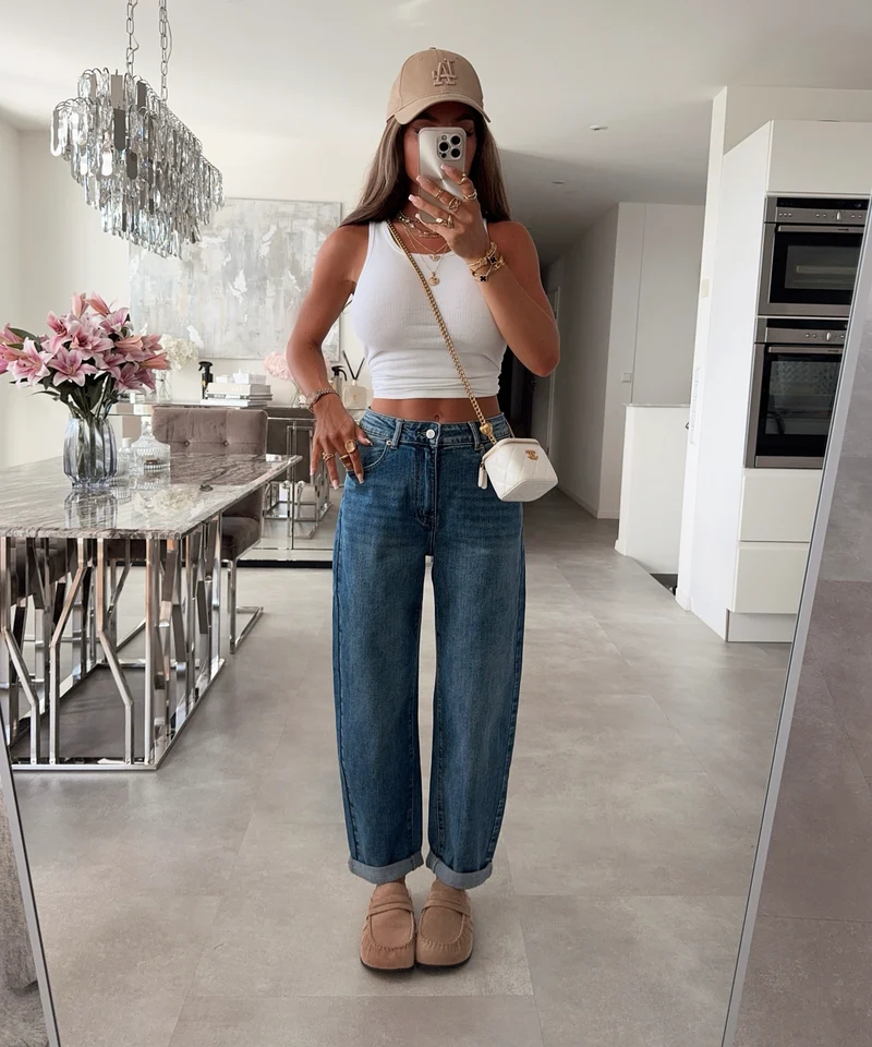 Stretch Mom Jeans Peppi Blau