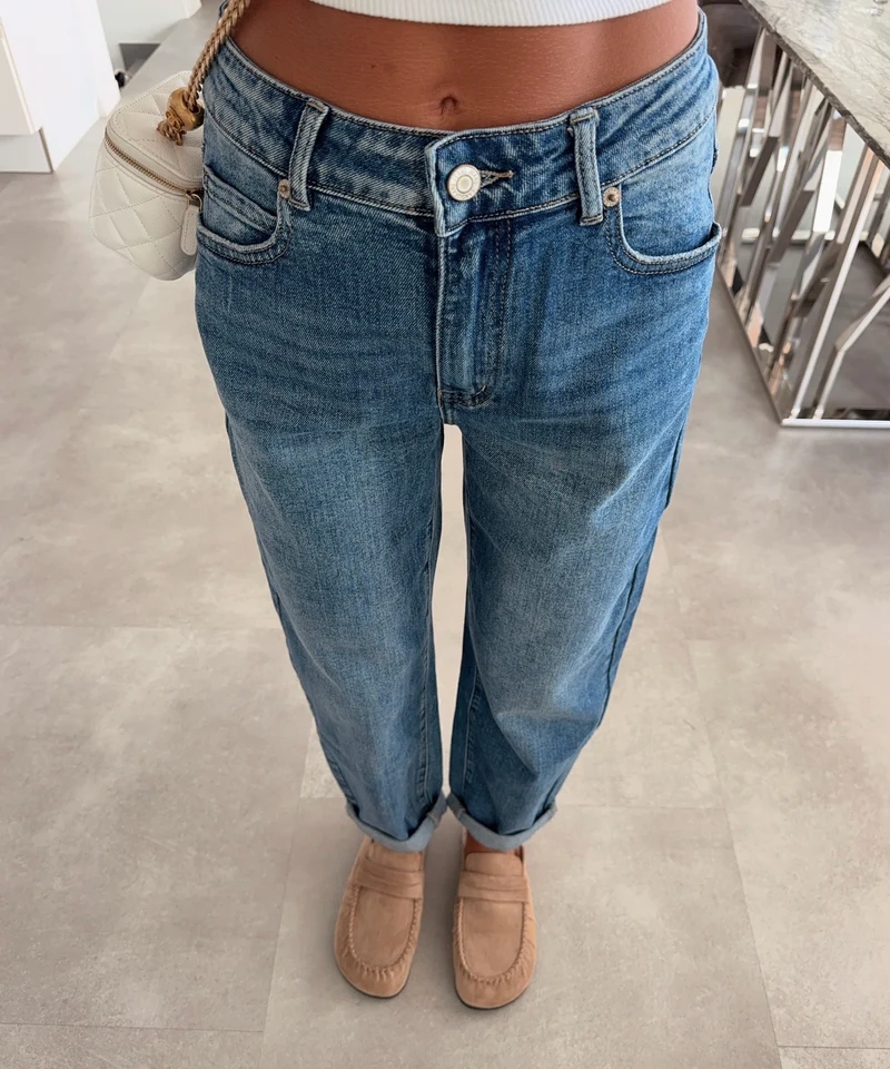 Stretch Mom Jeans Peppi Blau