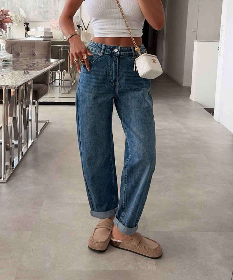 Stretch Mom Jeans Peppi Blau