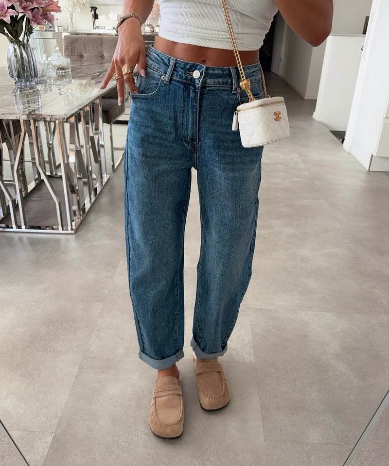 Stretch Mom Jeans Peppi Blau