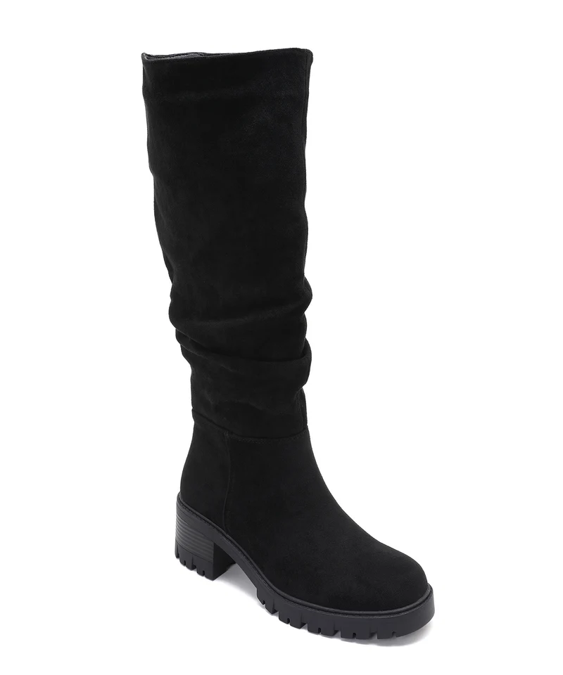 Wildleder Stiefel Fawn Schwarz