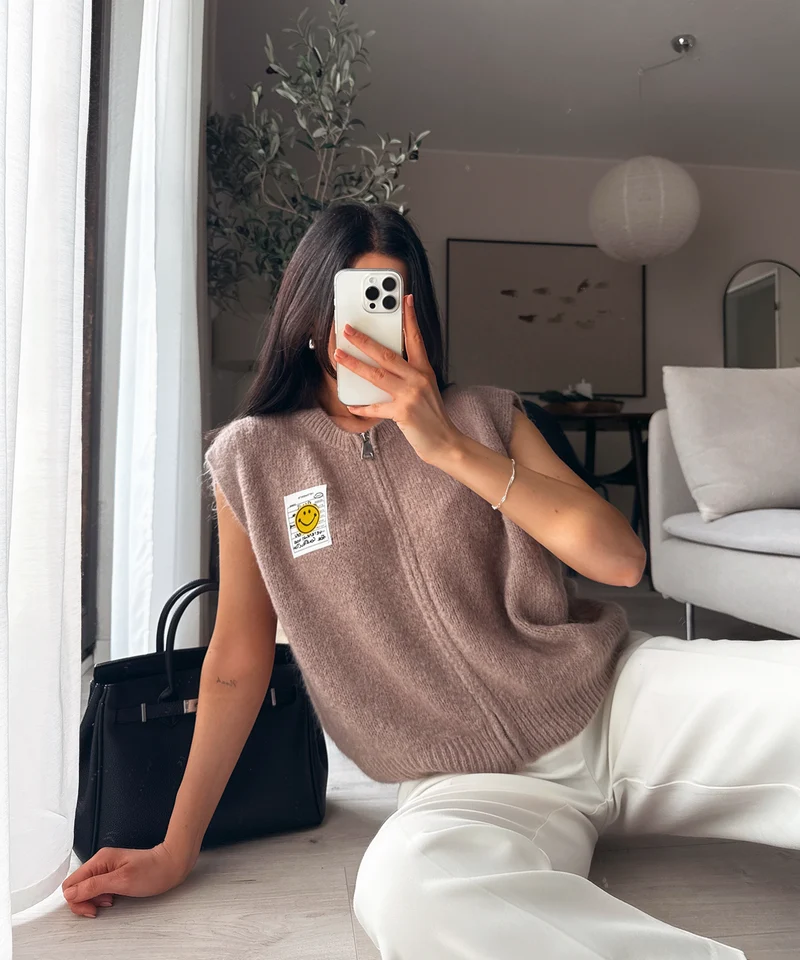 Zip Weste Smiley Naia Taupe