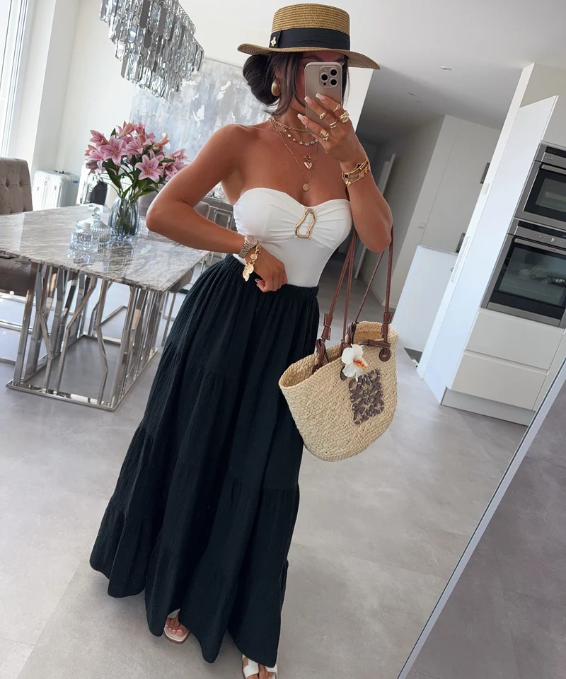 Maxi Musselin Rock Sira Schwarz