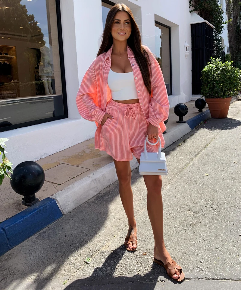 Musselin Shorts Felixa Streifen Peach