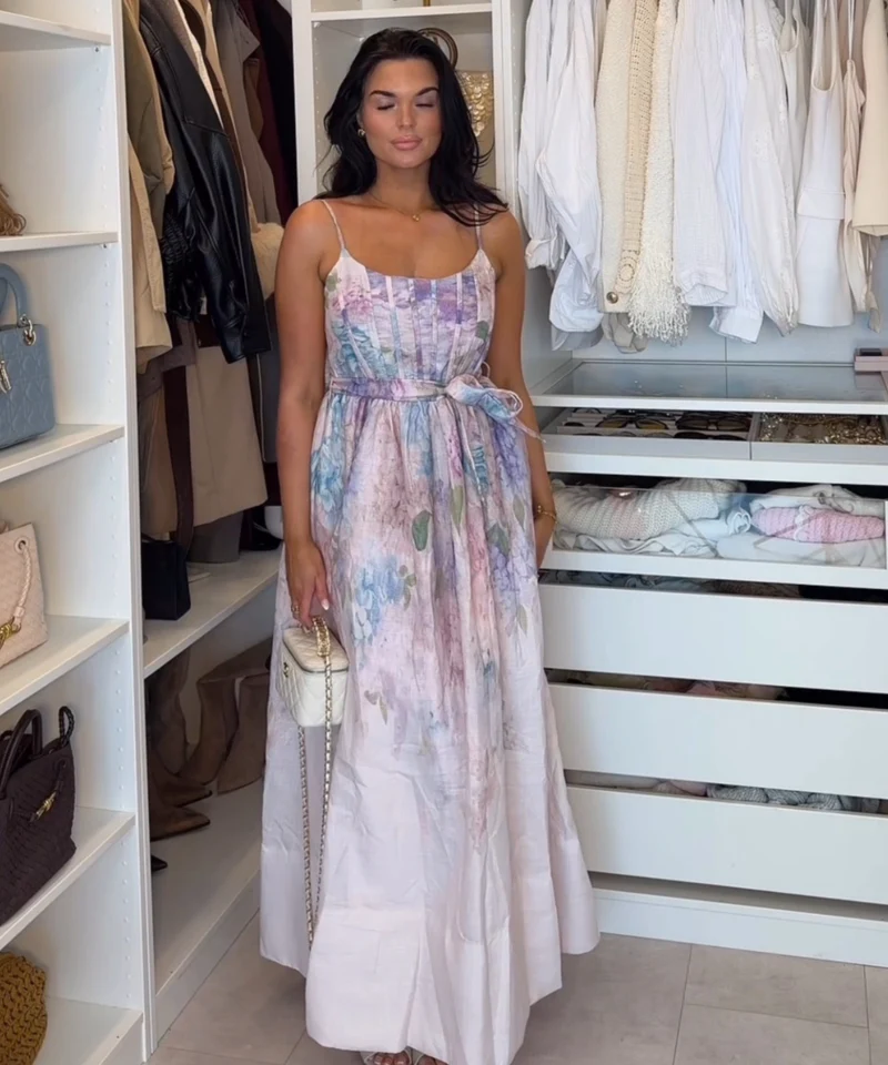 Baumwoll-Leinen Kleid Mariposa Rose