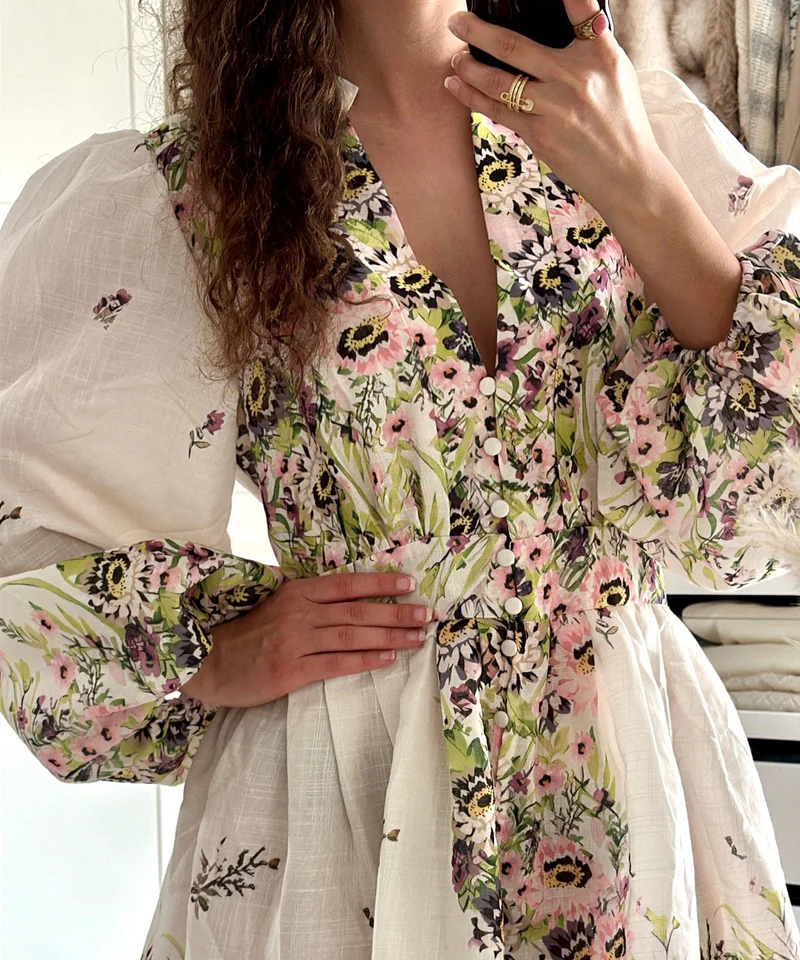 Kleid Milana Blume Hellgrün