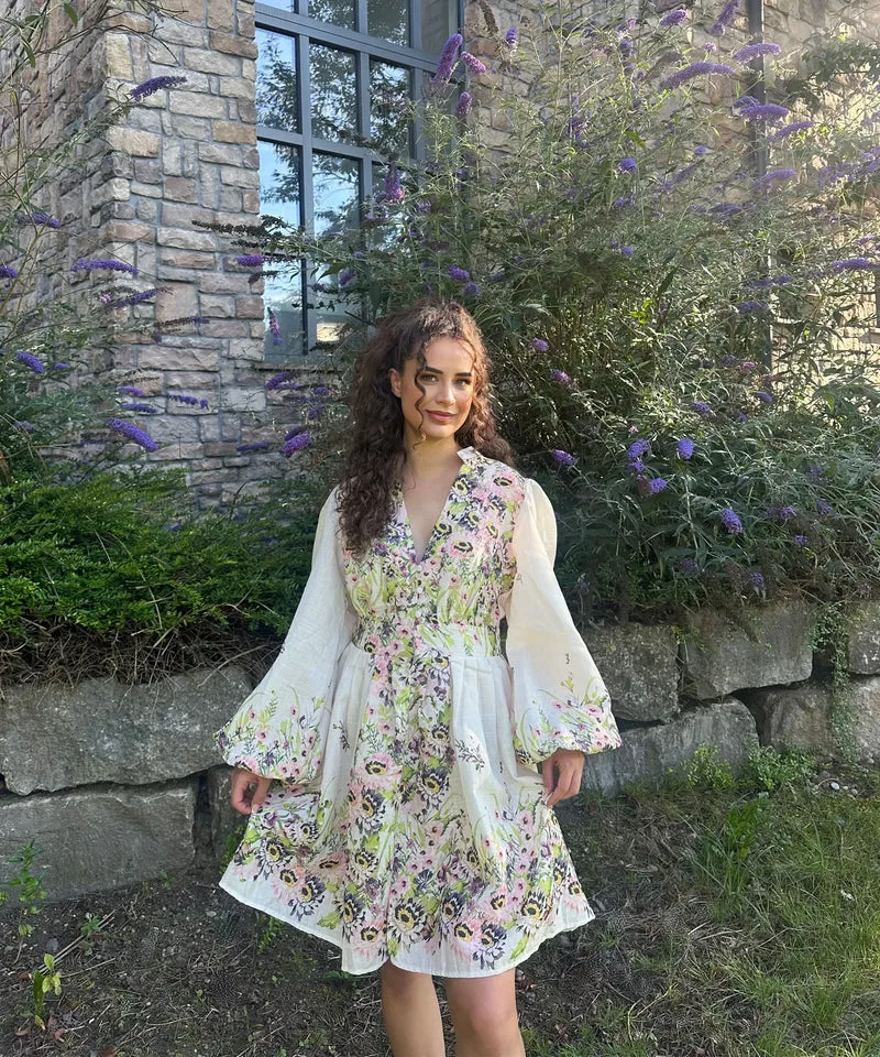 Kleid Milana Blume Hellgrün