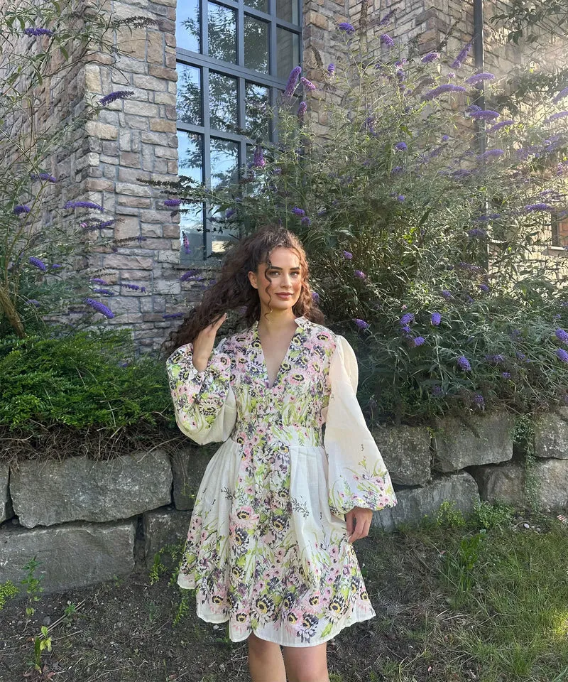Kleid Milana Blume Hellgrün