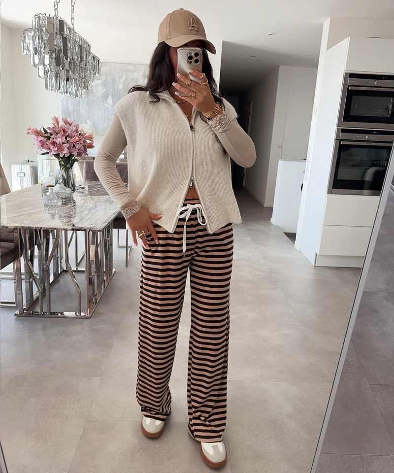 Stoffhose Leonita Braun Beige