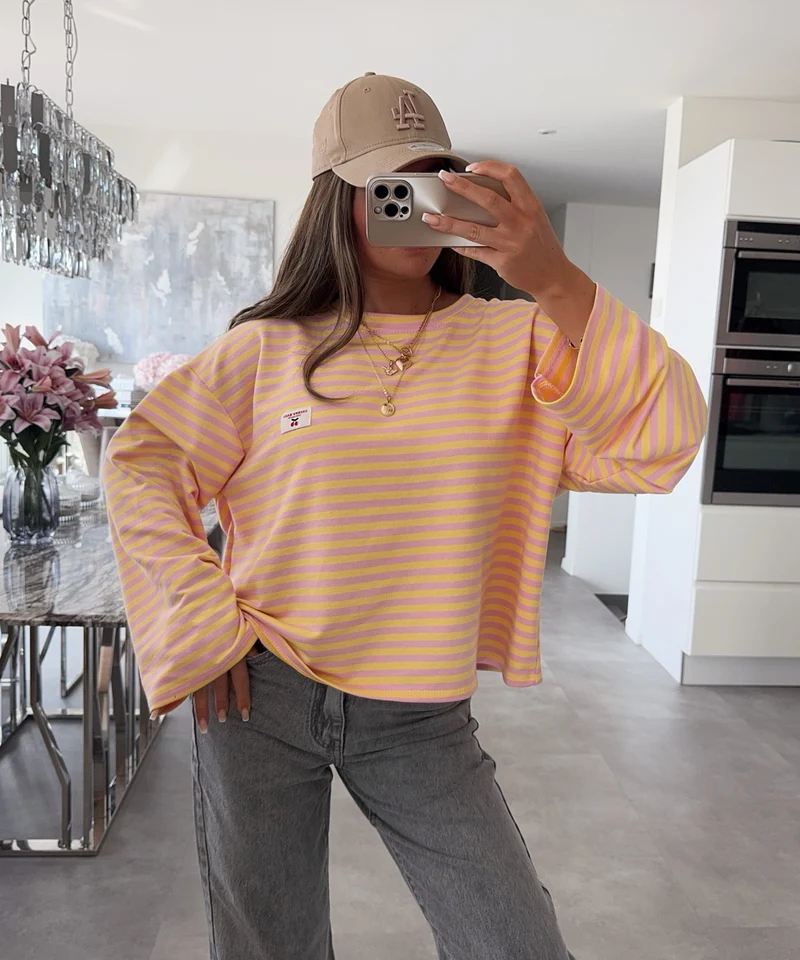 Langarmshirt Mixa Streifen Gelb