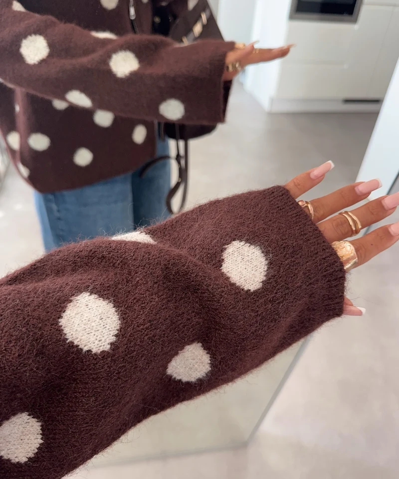 Polka Dot Zip Jacke Rika Braun