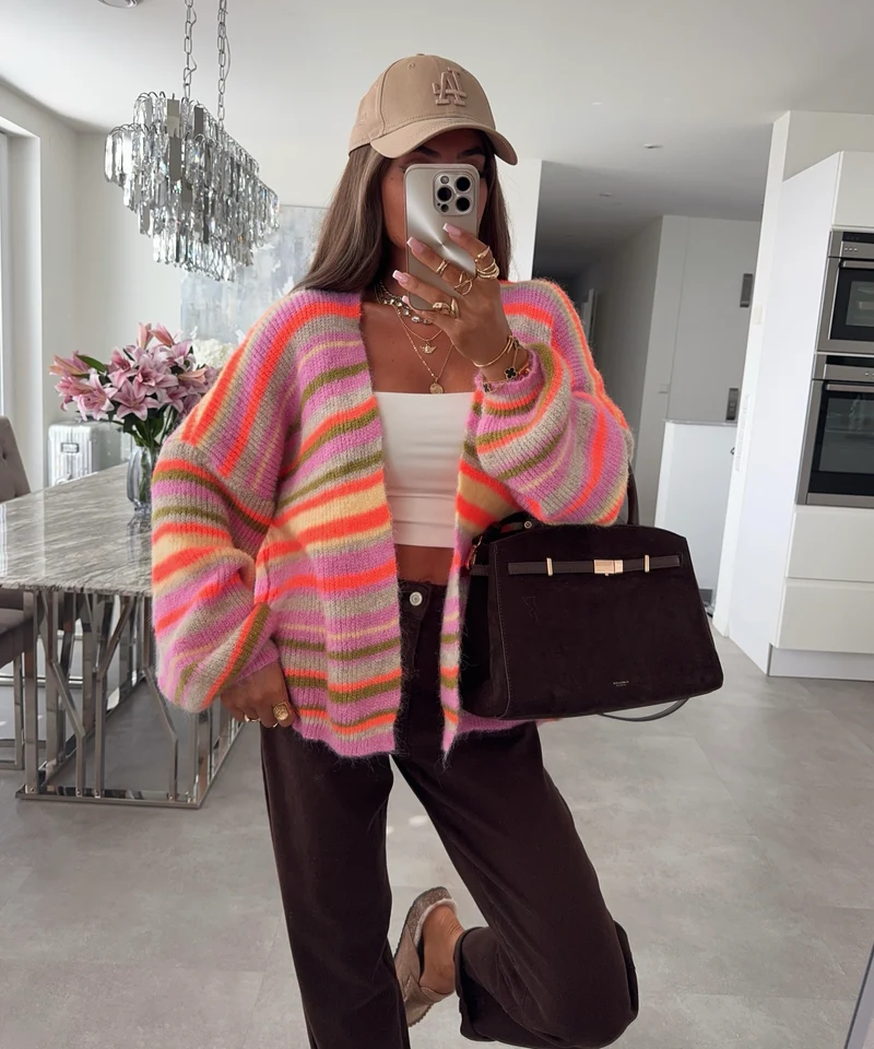 Gestreifter Cardigan Duna Orange