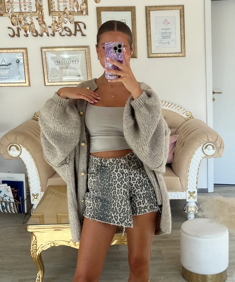 Oversize Strickjacke Jalsien Taupe