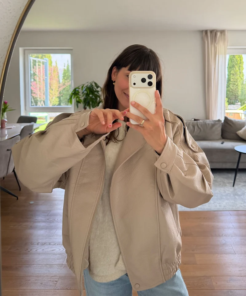 Kunstleder Jacke Rina Beige