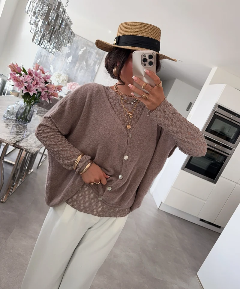 Spitzen Oberteil Rita Taupe