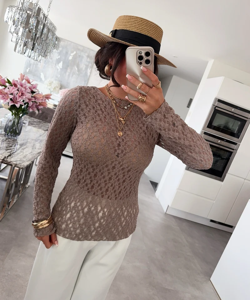 Spitzen Oberteil Rita Taupe