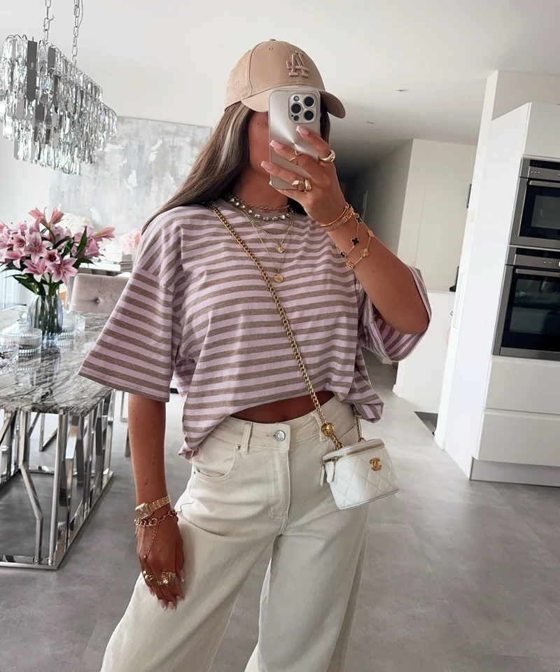 Streifen Shirt Tailou Rosa