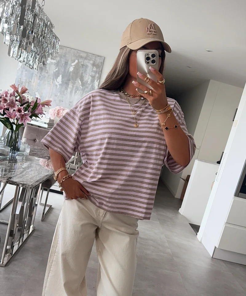 Streifen Shirt Tailou Rosa
