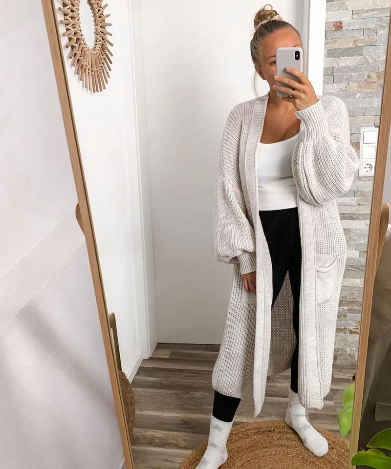 Cardigan Leilani lang Beige