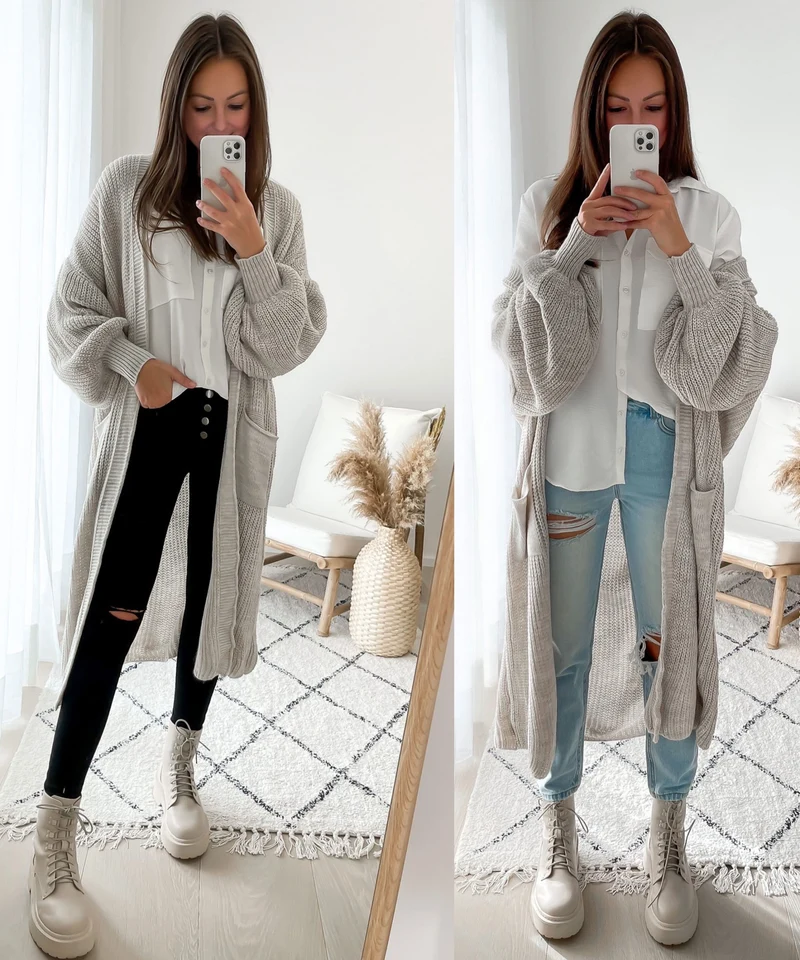 Cardigan Leilani lang Beige
